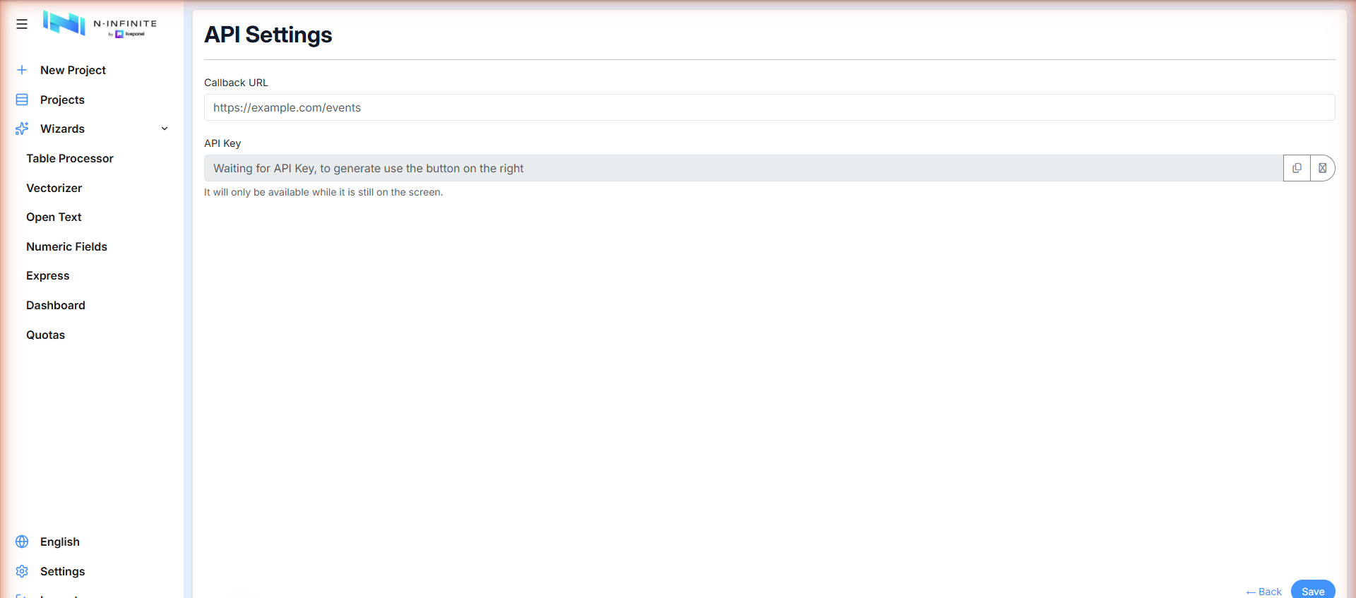 API settings