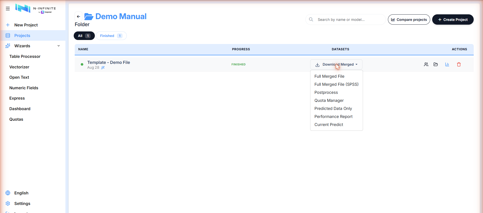 Download menu