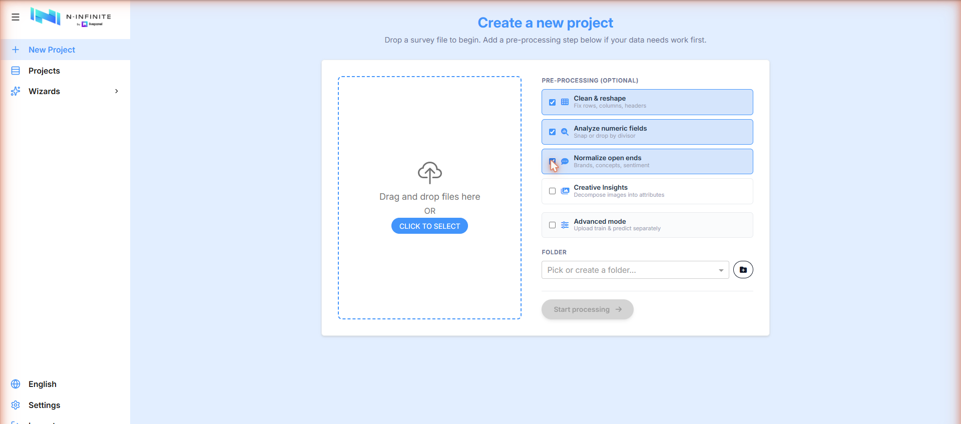Pre-processing options
