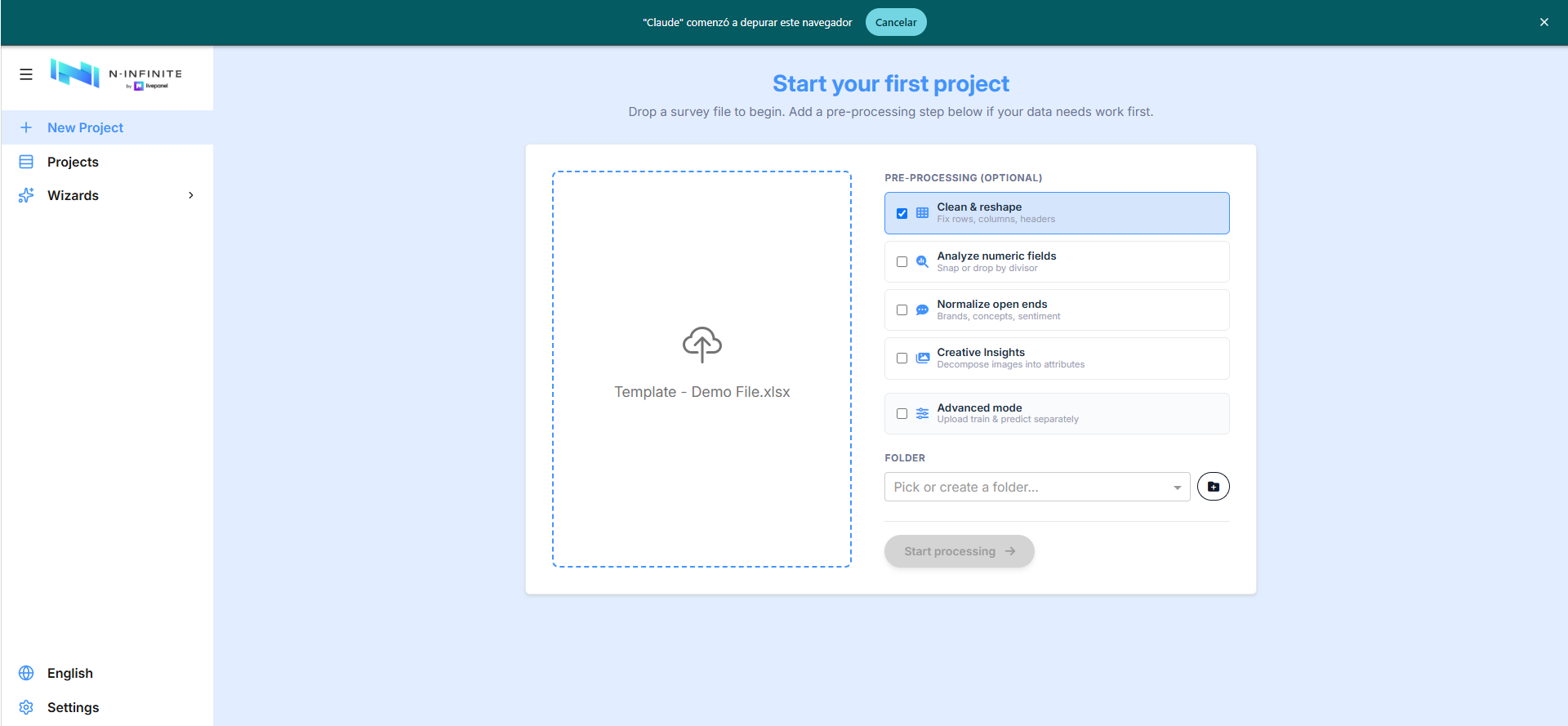 Pre-processing option checked