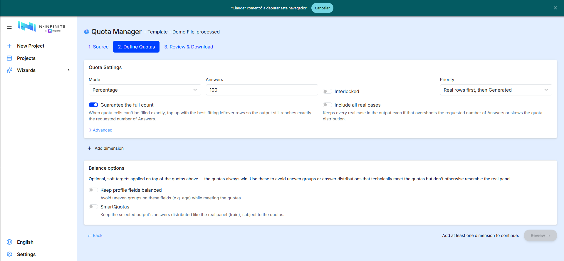 Quota settings