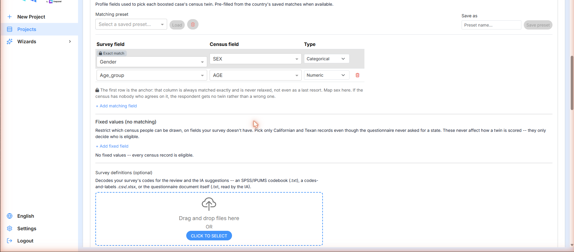 Census matching