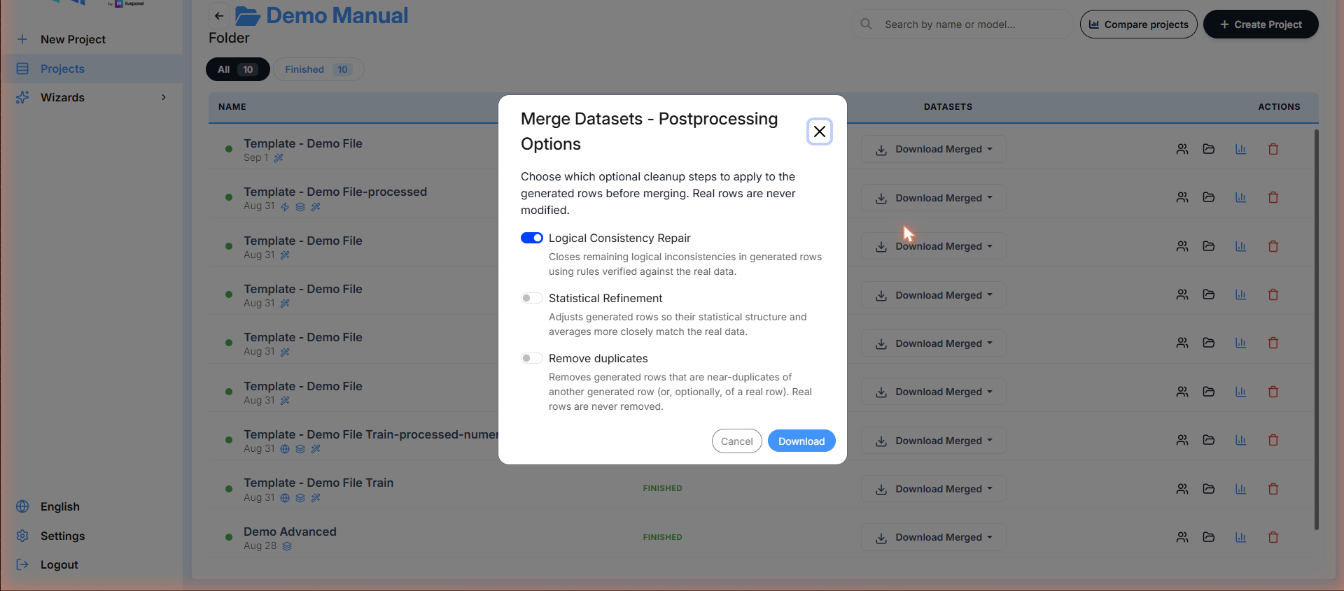 Postprocessing options